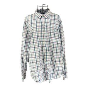 Vineyard Vines Slim Fit Murray Men's Purple Green Blue Plaid Long Sleeve Size XL